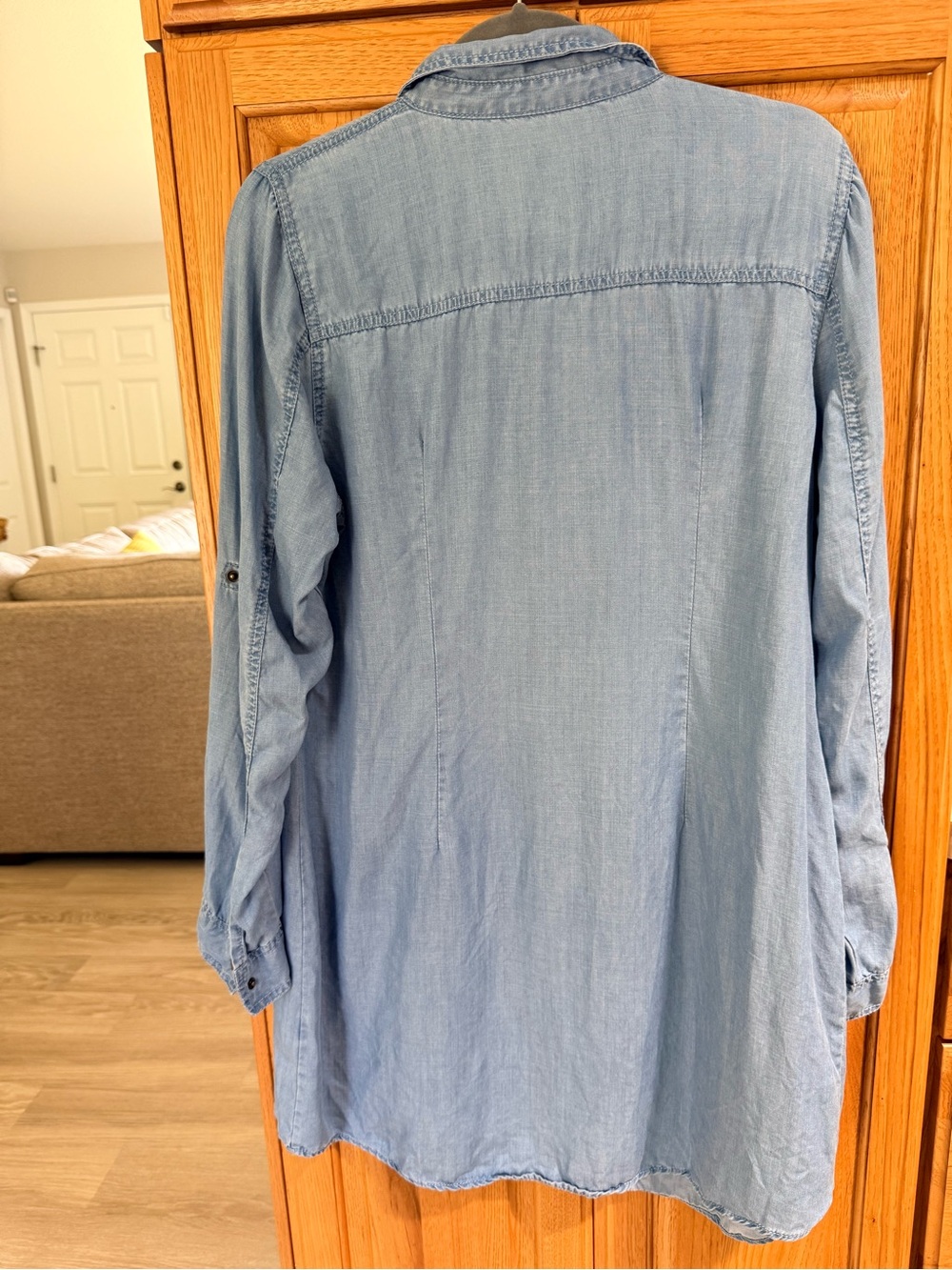 Maurices Light Blue Chambray Shirt dress size large denim look lyocell - Picture 3 of 11